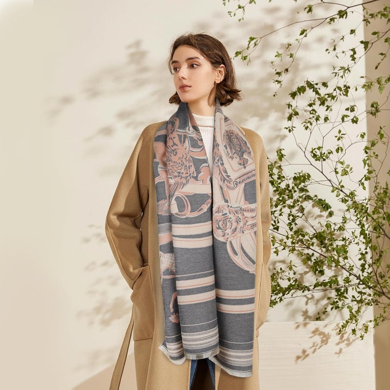 EXTREE Scarfs for Women Pashmina Silky Shawl Wrap for Evening Dressing Blanket Open Front Poncho Cape - Image 5